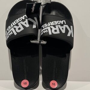 NWT Karl Lagerfeld Men’s Rubber Flip Flops in Black with White Karl Lagerfeld. Karl Lagerfeld flip flops men KL71003Y01 Black - White  main image 4